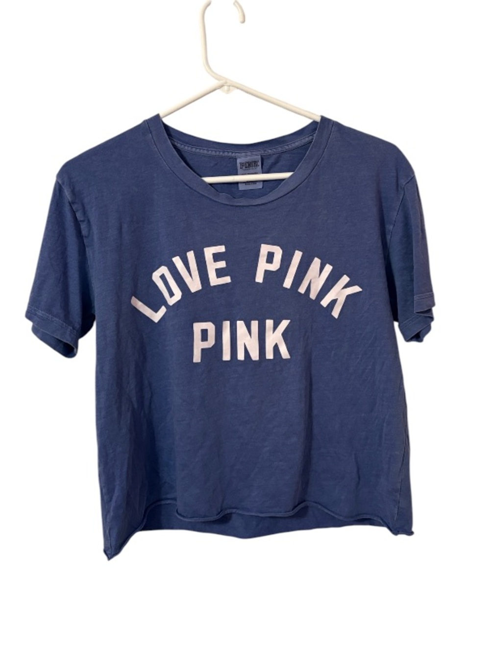 PINK LOVE PINK Blue Cropped Logo Tee